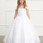 Off the Shoulder Ball Gown Mini Quince Girl Dress with Lace Applique by TIPTOP KIDS - AS7034