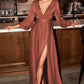 Long Sleeve Satin Slit Dress by Cinderella Divine 7475 - Special Occasion