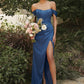 Off the Shoulder Corset Soft Satin Dress - Cinderella Divine 7484 - Special Occasion