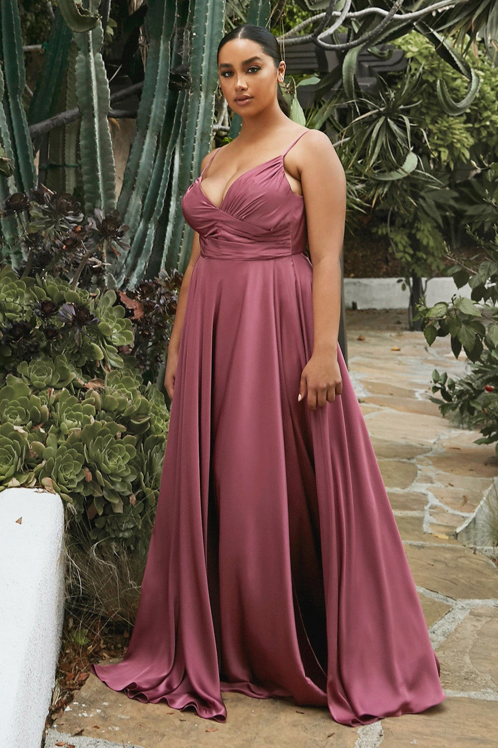 Soft Satin A-Line Sweetheart Neckline by Cinderella Divine 7485C - Curves