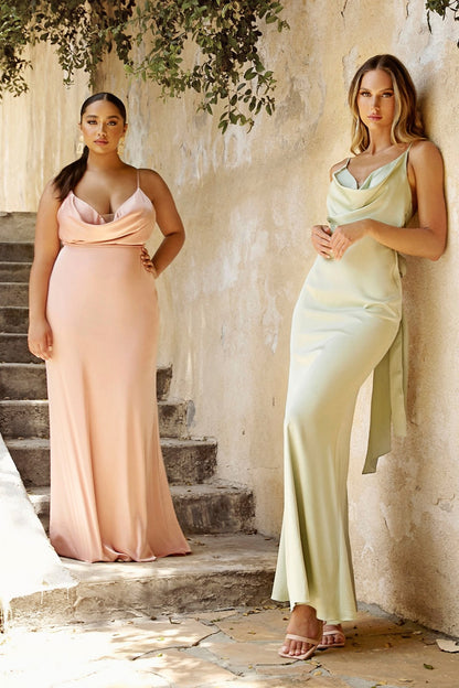 Satin Cowl Gown by Cinderella Divine 7487 -Special Occasion/Curves