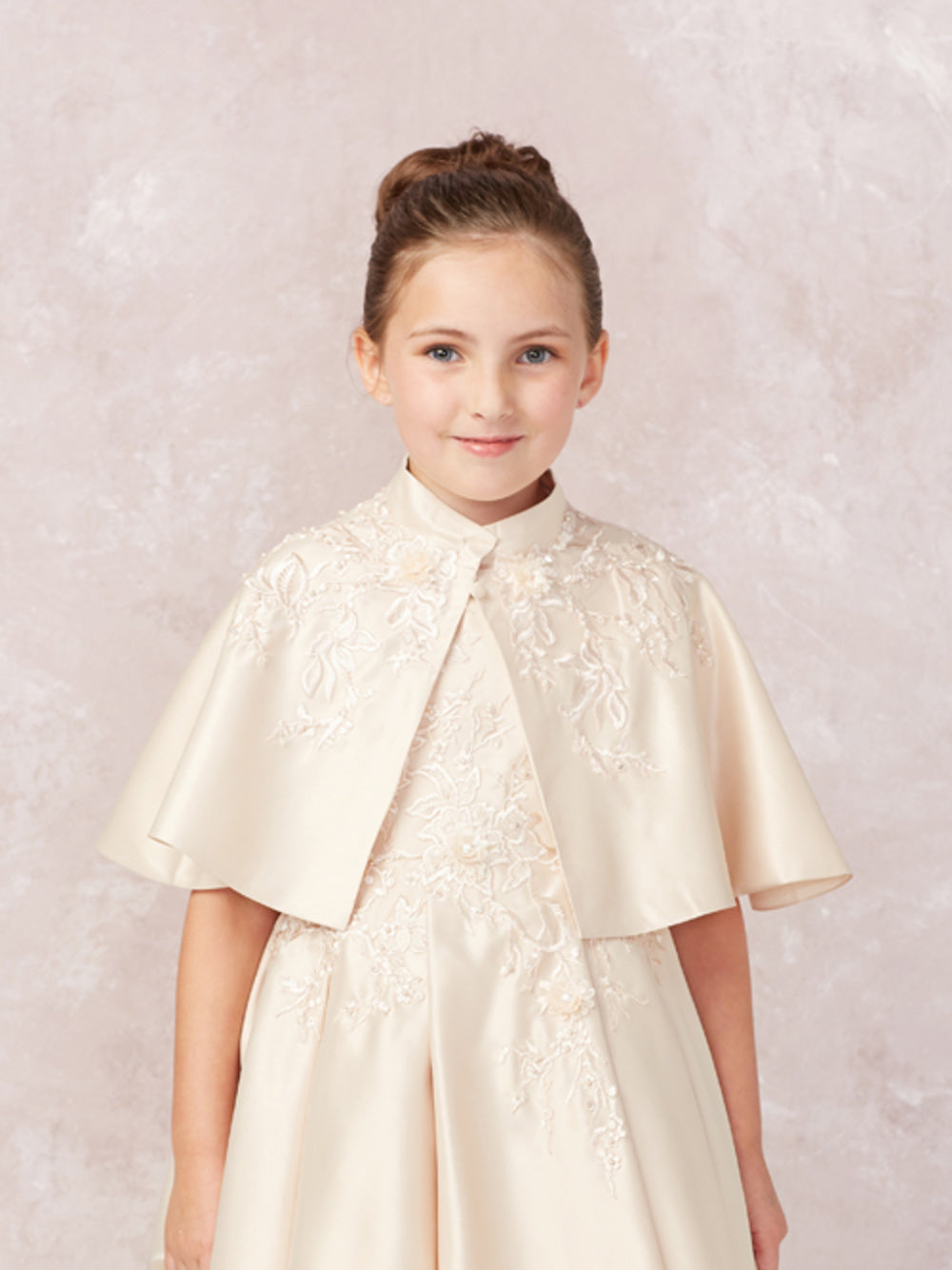 Party Girl Lace Applique Satin Cape Dress by TIPTOP KIDS - AS7912