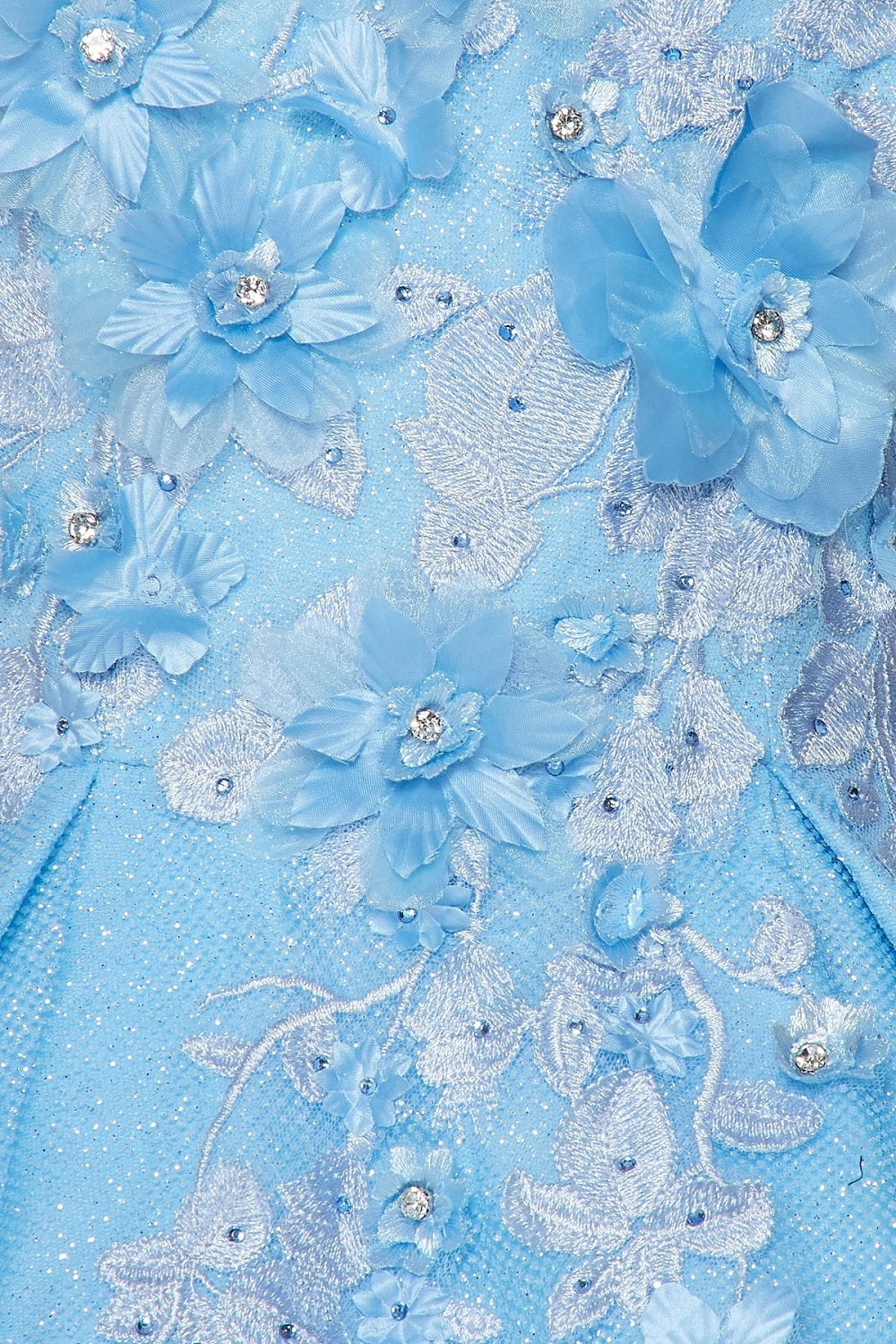 Off the Shoulder Floral Satin Quinceanera Dress by Cinderella Couture USA AS8020J-Blue