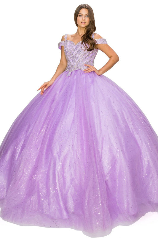 Off the Shoulder Tulle Lace Quinceanera Dresses by Cinderella Couture USA AS8028J_LIL