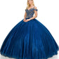 Off the Shoulder Rhinestone Tulle Quinceanera Dress by Cinderella Couture USA AS8028J_NAV
