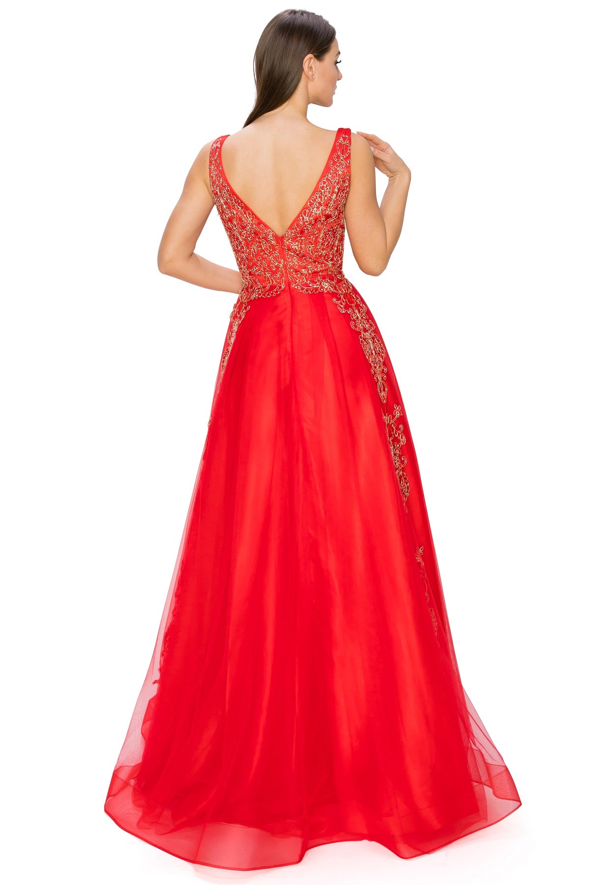 Red Floral Glitter Tulle Dress by Cinderella Couture USA AS8029J-RED - Special Occasion/Curves