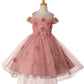 Off the Shoulder Floral Sequin Pearl Beads Girl Tulle Party Dress by Cinderella Couture USA 9119