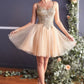 Glitter Lace Bodice with Tulle Short Layered Cocktail Dress by Cinderella Divine - 9239