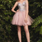 Glitter Lace Bodice with Tulle Short Layered Cocktail Dress by Cinderella Divine - 9239