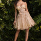 Strapless Floral Tulle A-Line Short Dress by Cinderella Divine 9243