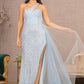 Baby Blue Sequin Glitter Asymmetric Mermaid Women Formal Dress - GL3133 - Special Occasion-Curves