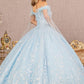 Baby Blue_1 Off the Shoulder Feather 3-D Flower Quinceanera Dress with Detachable Side Mesh Layer - GL3166
