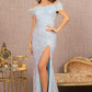 Baby Blue_2 Sequin Off Shoulder Mermaid Slit Gown GL3164 - Women Formal Dress - Special Occasion-Curves
