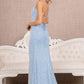 Bahama Blue_1 Embroidery Sequin Velvet Mermaid Slit Women Formal Dress - GL3142 - Special Occasion-Curves