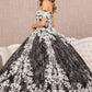 Black-white_3 Off Shoulder Floral Pattern Glitter Quinceanera Dress GL3168