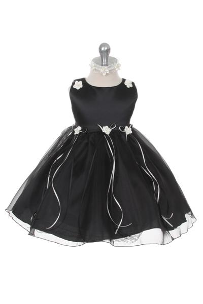 Black Baby Rosebud Organza Party Dress-AS193