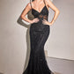 Black Deep V-Neck Corset Slit Gown CD992 - Women Evening Formal Gown - Special Occasion