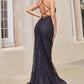 Black Diamond Rococo Backless Mermaid Gown A1170 Penelope Gown - Special Occasion