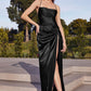 Black Satin Fitted Knot Gown BD111 - Women Evening Formal Gown - Special Occasion
