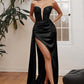 Black Satin Strapless Corset Gown CD269 - Women Evening Formal Gown - Special Occasion