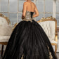 Black_1 Elizabeth K - GL3022 - Embellished Strapless Glitter Quinceanera Dress