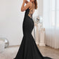 Black_1 Long Stretch Mermaid Gown CD2219 - Women Evening Formal Gown - Special Occasion