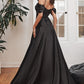 Black_1 Off The Shoulder Corset Slit Gown OC012 - Women Evening Formal Gown - Special Occasion