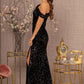 Black_1 Sequin Asymmetric Velvet Mermaid Dress - GL3159 - Special Occasion-Curves