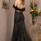 Black_1 Sheer Bodice Glitter Trumpet Dress GL3130 - Women Formal Dress - Special Occasion-Curves