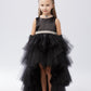 Black_2 Girl Dress with Ruffled Tulle High-Low Dress - AS5658