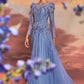 Blue_1 Beaded Long Sleeve A-Line Gown A1167 - Special Occasion-Curves