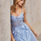 Blue_2 Floral Applique A-Line Gown A1142 Penelope Gown - Special Occasion