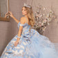 Blue_3 Glitter Cut-Away Shoulder Sweetheart Neck Quinceanera Dress - GL3174