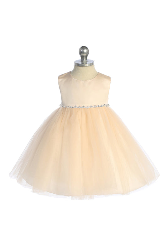 Baby Girl Satin with Rhinestones Party Dress- AS540-G Kids Dream