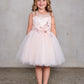 Blush Girl Dress with Flowers Rhinestone Bodice - AS7027