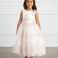 Blush Girl Dress with Metallic Lace Embroidery Tulle Skirt Dress - AS5816