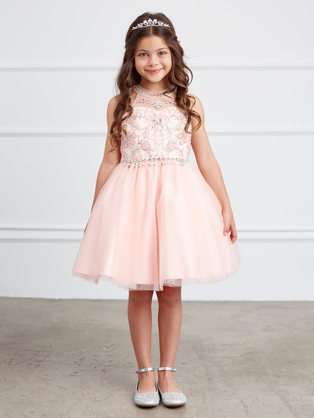 Blush Girl Dress with Short Choker Style - AS7037