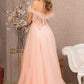 Blush_1 Embroidery Sheer Front A-line Dress GL3138 - Women Formal Dress - Special Occasion-Curves