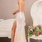 Blush_1 Feather Sequin Mermaid Slit Women Formal Dress - GL3131 - Special Occasion-Curves