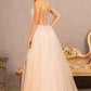 Blush_1 Illusion V-Neck A-Line Slit Women Formal Dress - GL3152 - Special Occasion-Curves