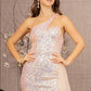Blush_2 Sequin Glitter Asymmetric Mermaid Women Formal Dress - GL3133 - Special Occasion-Curves