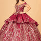 Burgundy-gold_2 GL3098 - Satin Off-Shoulder Sweetheart Neckline Quinceanera Dress
