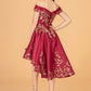 Burgundy-gold_5 GL3098 - Satin Off-Shoulder Sweetheart Neckline Quinceanera Dress