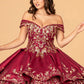 Burgundy-gold_6 GL3098 - Satin Off-Shoulder Sweetheart Neckline Quinceanera Dress