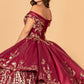Burgundy-gold_7 GL3098 - Satin Off-Shoulder Sweetheart Neckline Quinceanera Dress