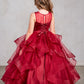 Burgundy_1 Girl Dress with Sleeveless Illusion Neckline Pageant Dress - AS7018