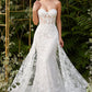 Strapless Fitted Floral Bridal Gown with Overskirt by Andrea and Leo Couture - CB046W