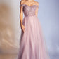 Sequns Lace Bodice and Tulle Off The Shoulder A-Line Dress by Cinderella Divine - CD0177 - Special Occasion