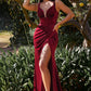 Velvet V-Neckline Corset Slit Dress - Women Evening Formal Gown By Ladivine CD235 - Special Occasion
