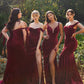 Velvet V-Neckline Corset Slit Dress - Women Evening Formal Gown By Ladivine CD235 - Special Occasion